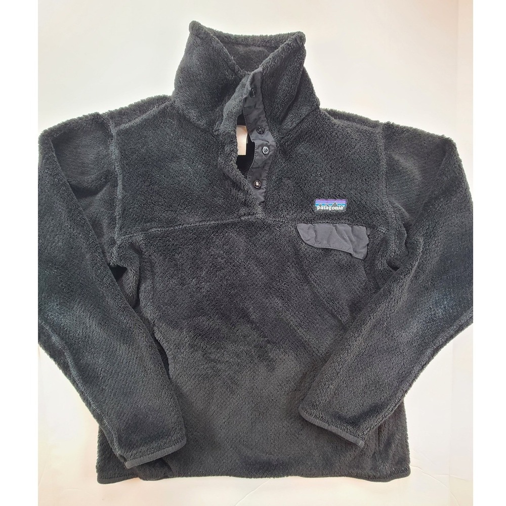 Patagonia Synchilla Snap T Fleece Pullover Jacket Womens XS Black Outdoor Hiking
